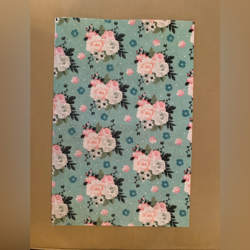 Hobby Lobby Floral Felt Fabric with Pink and Blue Flowers